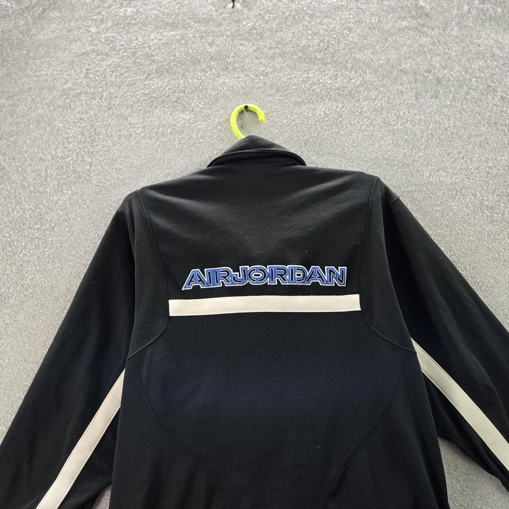 VINTAGE Air Jordan Men Jacket M Black Y2K Track Jacket Logo Stripe‎ Long Sleeve